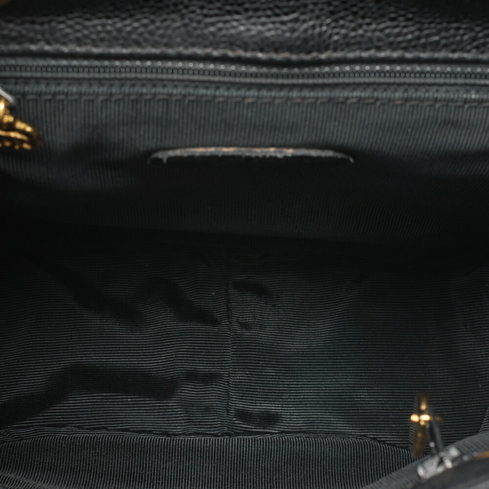 CHANEL Triple Coco Mark Turnlock Chain Backpack Caviar Skin Black Gold-Tone Hardware, Pre-Owned