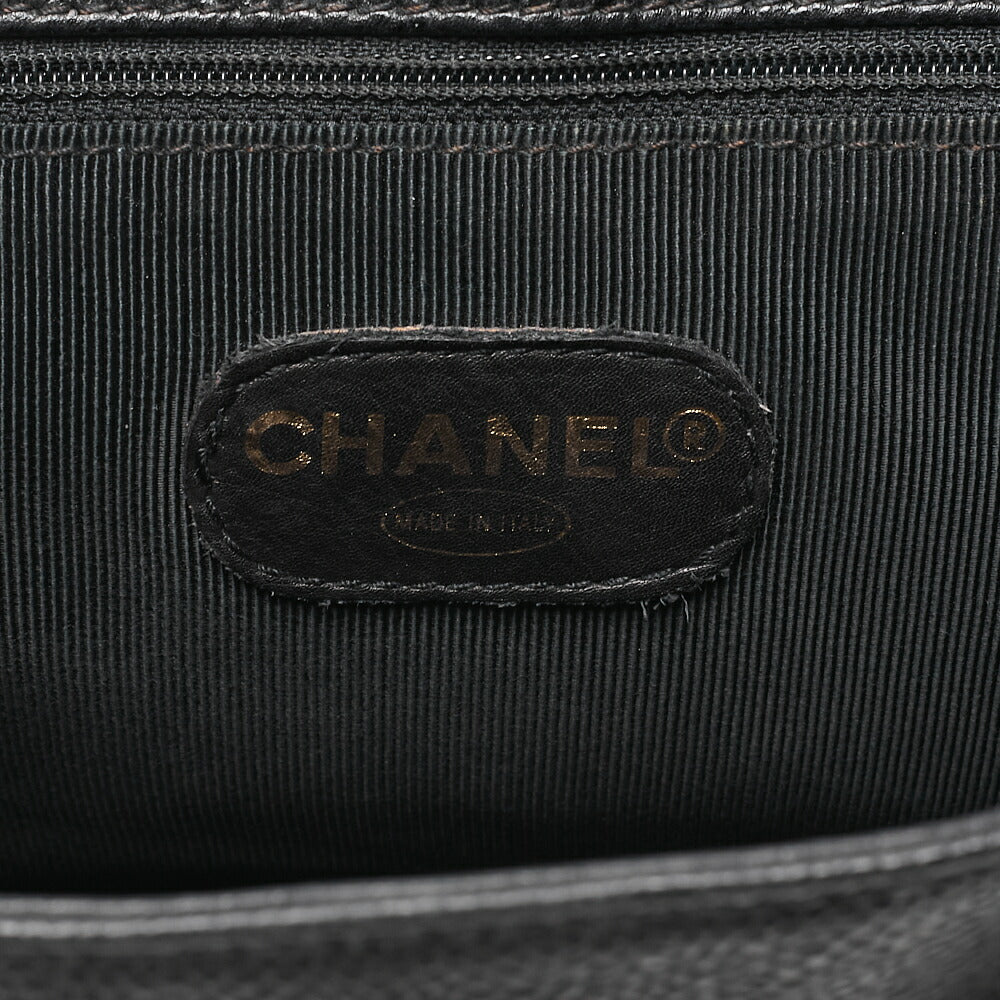 CHANEL Triple Coco Mark Turnlock Chain Backpack Caviar Skin Black Gold-Tone Hardware, Pre-Owned