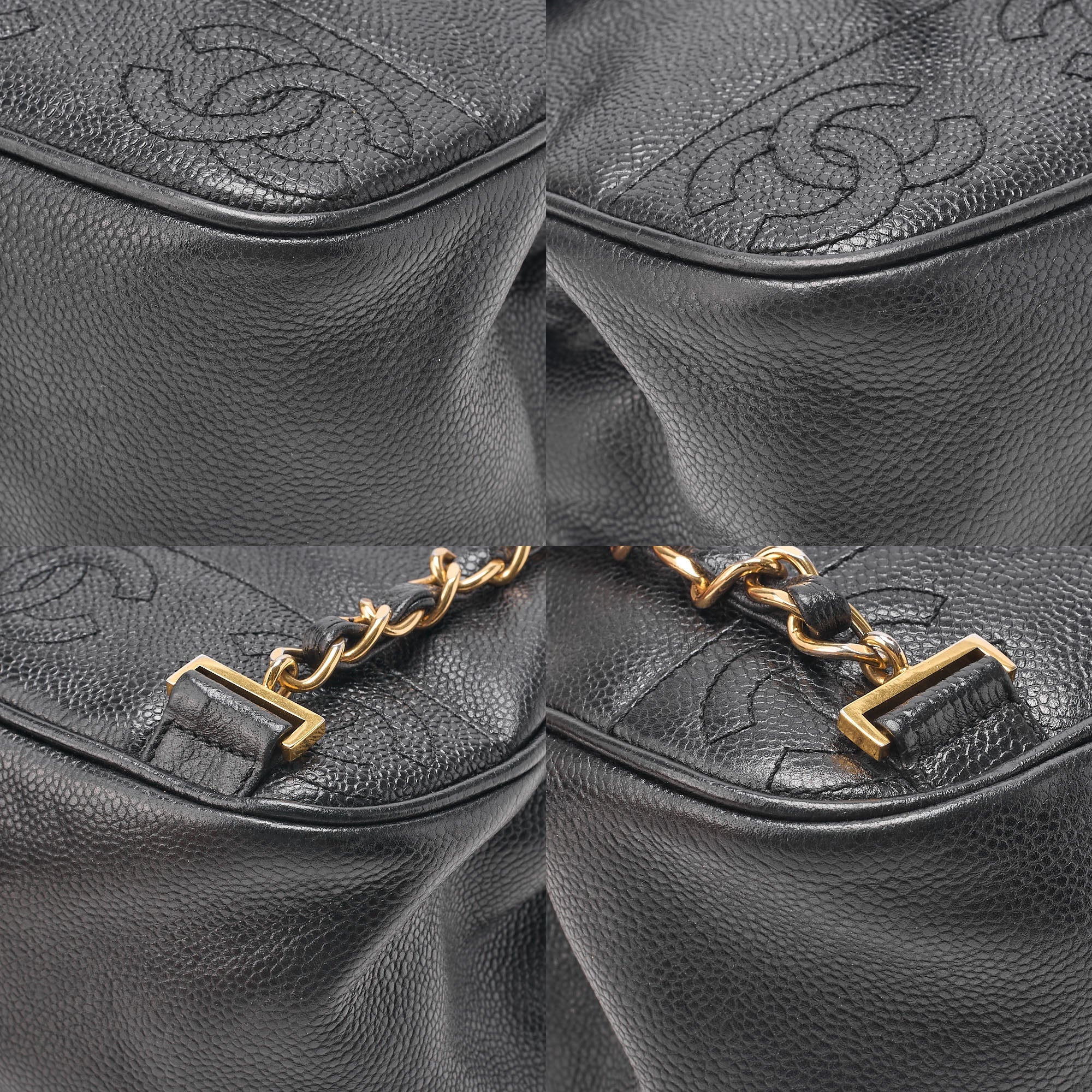 CHANEL Triple Coco Mark Turnlock Chain Backpack Caviar Skin Black Gold-Tone Hardware, Pre-Owned