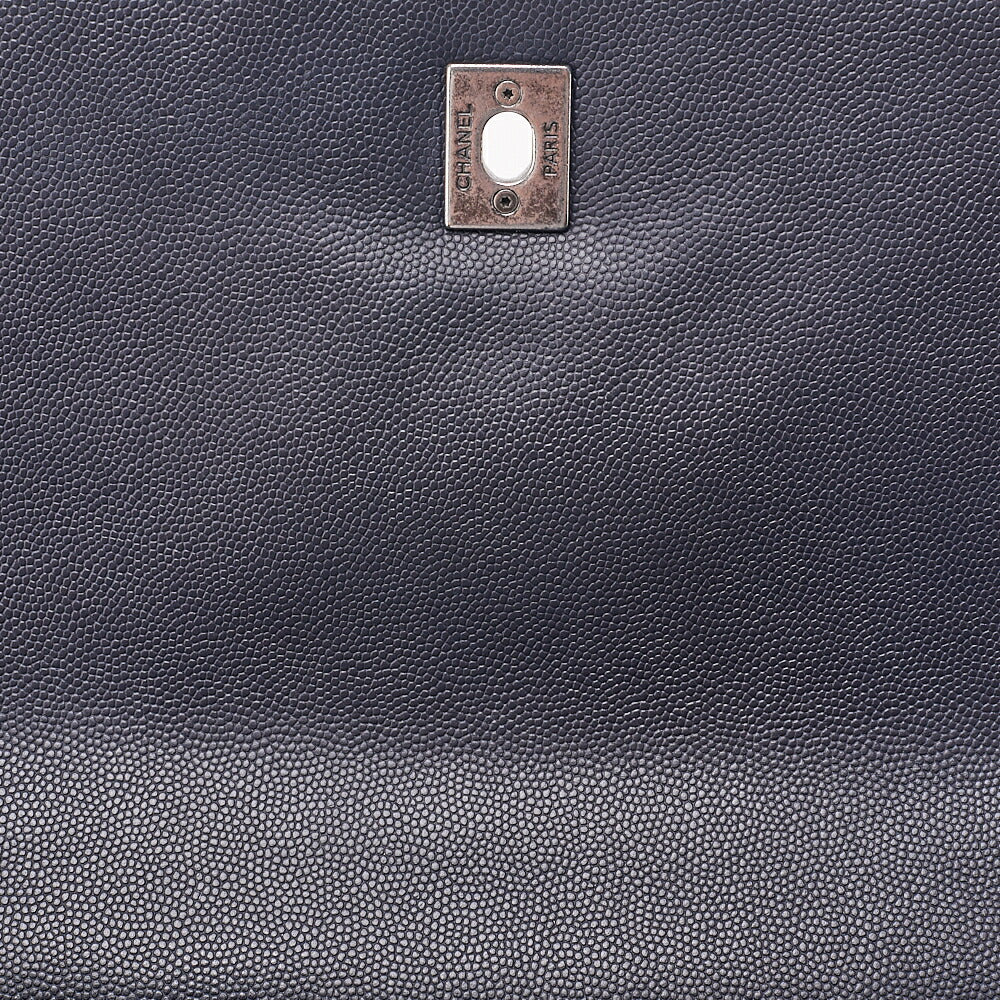 CHANEL Shoulder Bag Matelasse Coco Handle 33 2WAY Handbag Caviar Skin Navy Silver-Tone Hardware, Pre-Owned