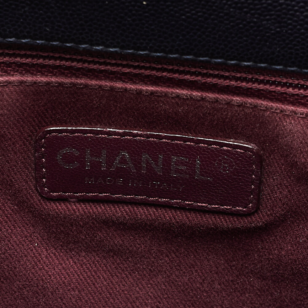 CHANEL Shoulder Bag Matelasse Coco Handle 33 2WAY Handbag Caviar Skin Navy Silver-Tone Hardware, Pre-Owned