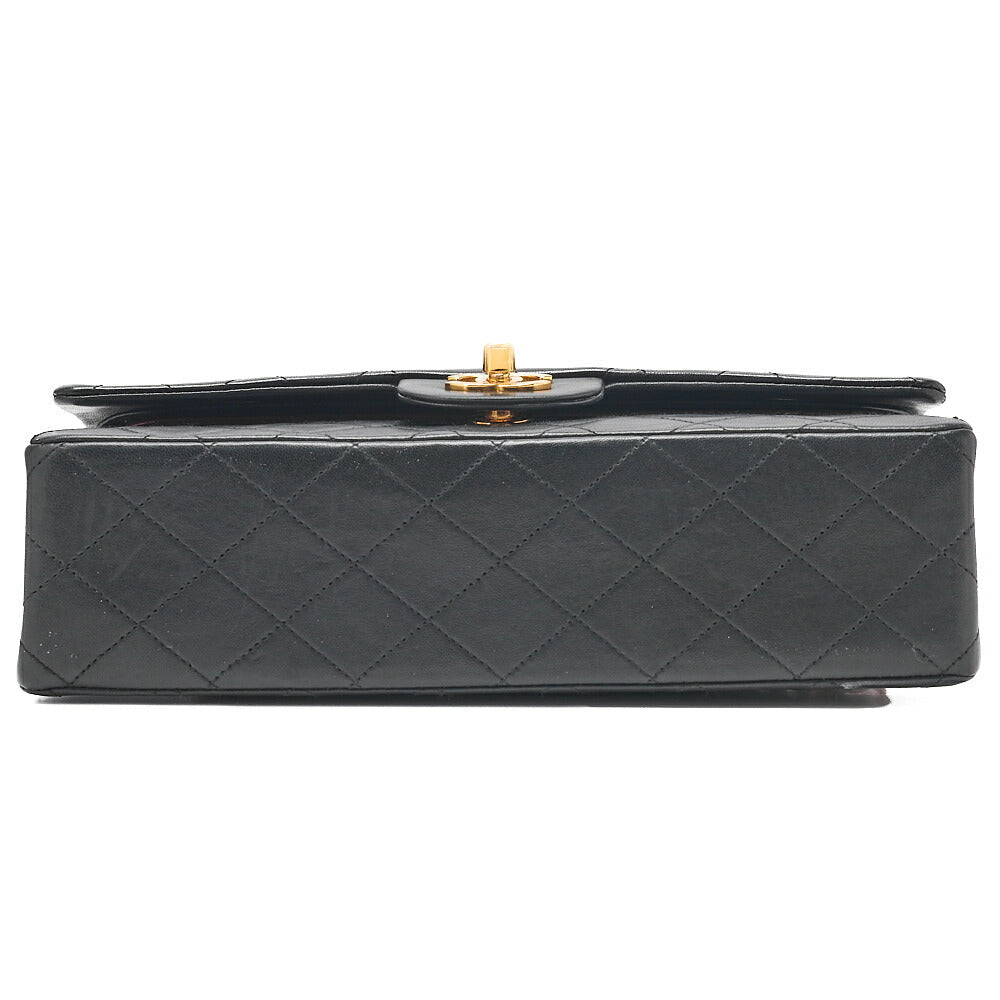CHANEL Lambskin Matelasse 25cm Double Flap Chain Shoulder Black Gold-Tone Hardware, Pre-Owned