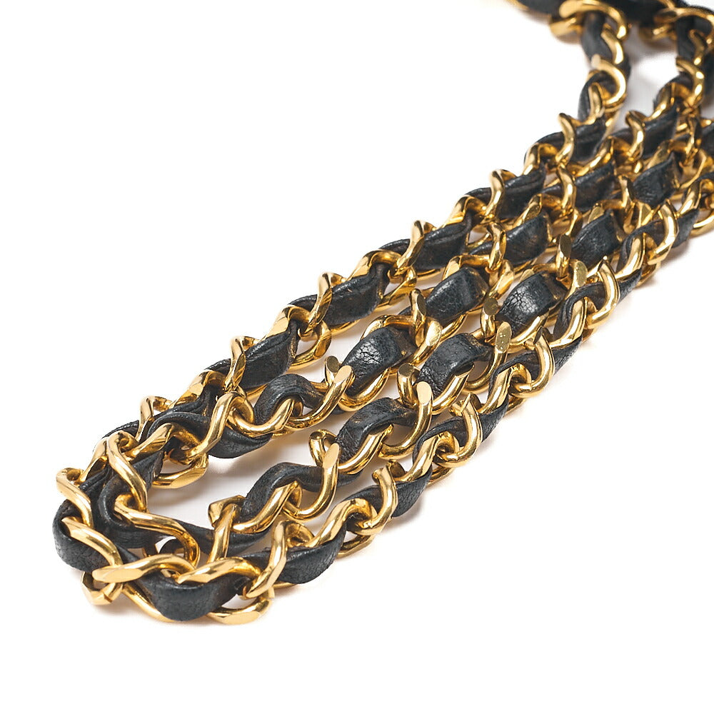 CHANEL Lambskin Matelasse 25cm Double Flap Chain Shoulder Black Gold-Tone Hardware, Pre-Owned