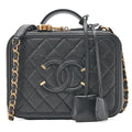 CHANEL Shoulder Bag Coco Mark CC Filigree 2WAY Chain Shoulder Caviar Skin Black Gold-Tone Hardware, Pre-Owned
