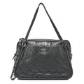 CHANEL Sparkle Leather Matelasse Coco Mark 2WAY Chain Shoulder Black Silver-Tone Hardware, Pre-Owned