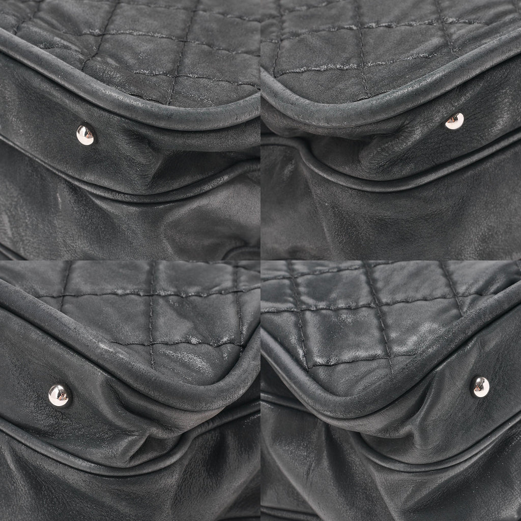 CHANEL Sparkle Leather Matelasse Coco Mark 2WAY Chain Shoulder Black Silver-Tone Hardware, Pre-Owned