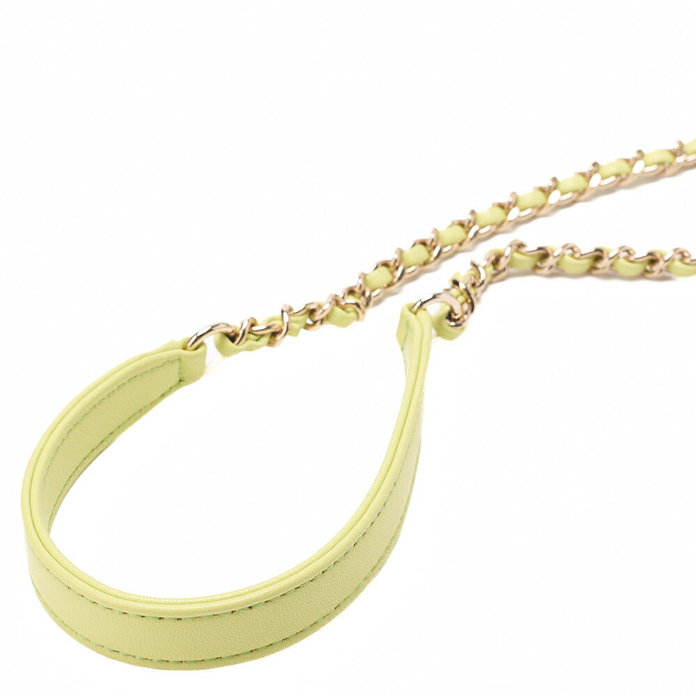 CHANEL Tweed x Lambskin Coco Mark Chain Shoulder Yellow-Green Multicolor Gold-Tone Hardware, Pre-Owned