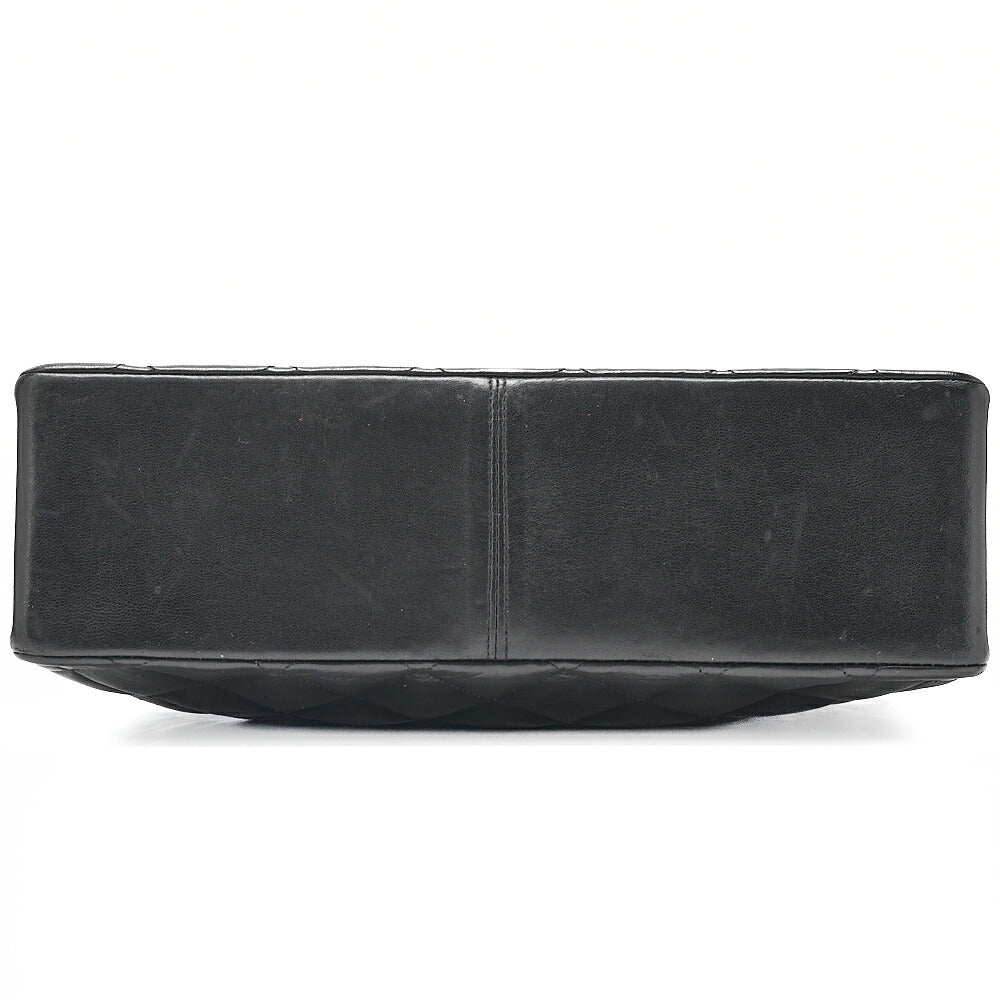 CHANEL Lambskin Matelasse Coco Mark Square W Chain Shoulder Black Gold-Tone Hardware, Pre-Owned