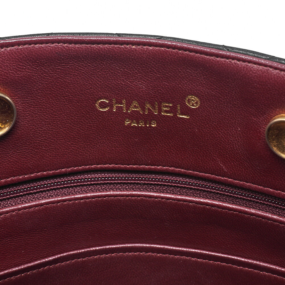 CHANEL Lambskin Matelasse Coco Mark Square W Chain Shoulder Black Gold-Tone Hardware, Pre-Owned