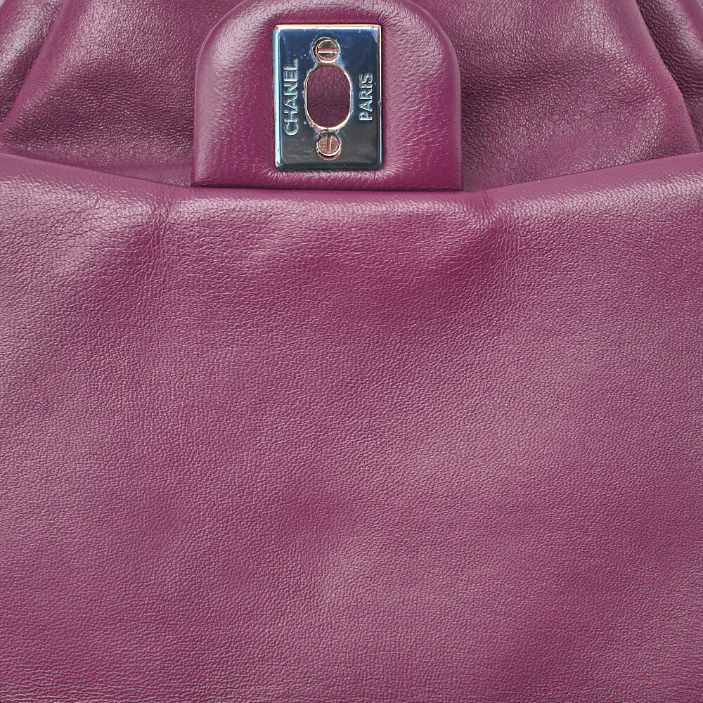 CHANEL Lambskin Matelasse Turnlock Drawstring Backpack Purple Gold-Tone Hardware, Pre-Owned