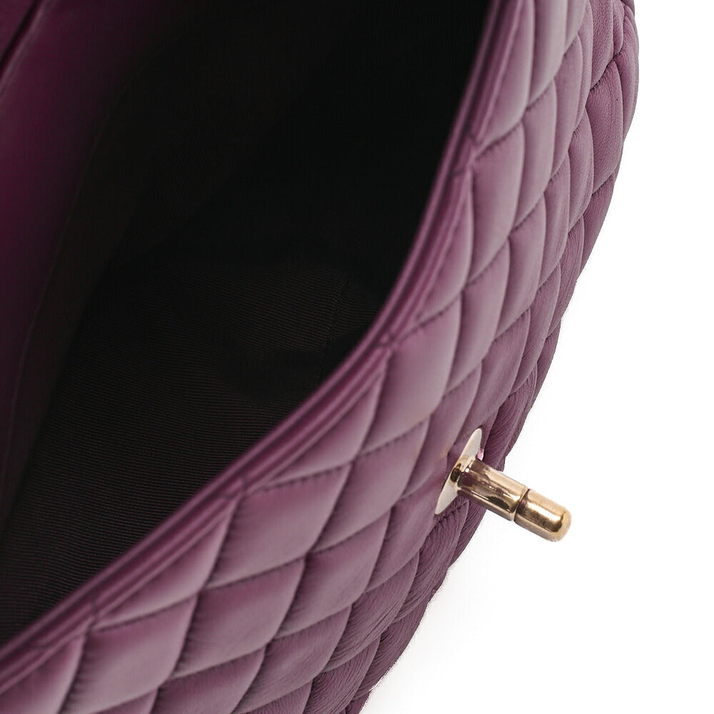 CHANEL Lambskin Matelasse Turnlock Drawstring Backpack Purple Gold-Tone Hardware, Pre-Owned