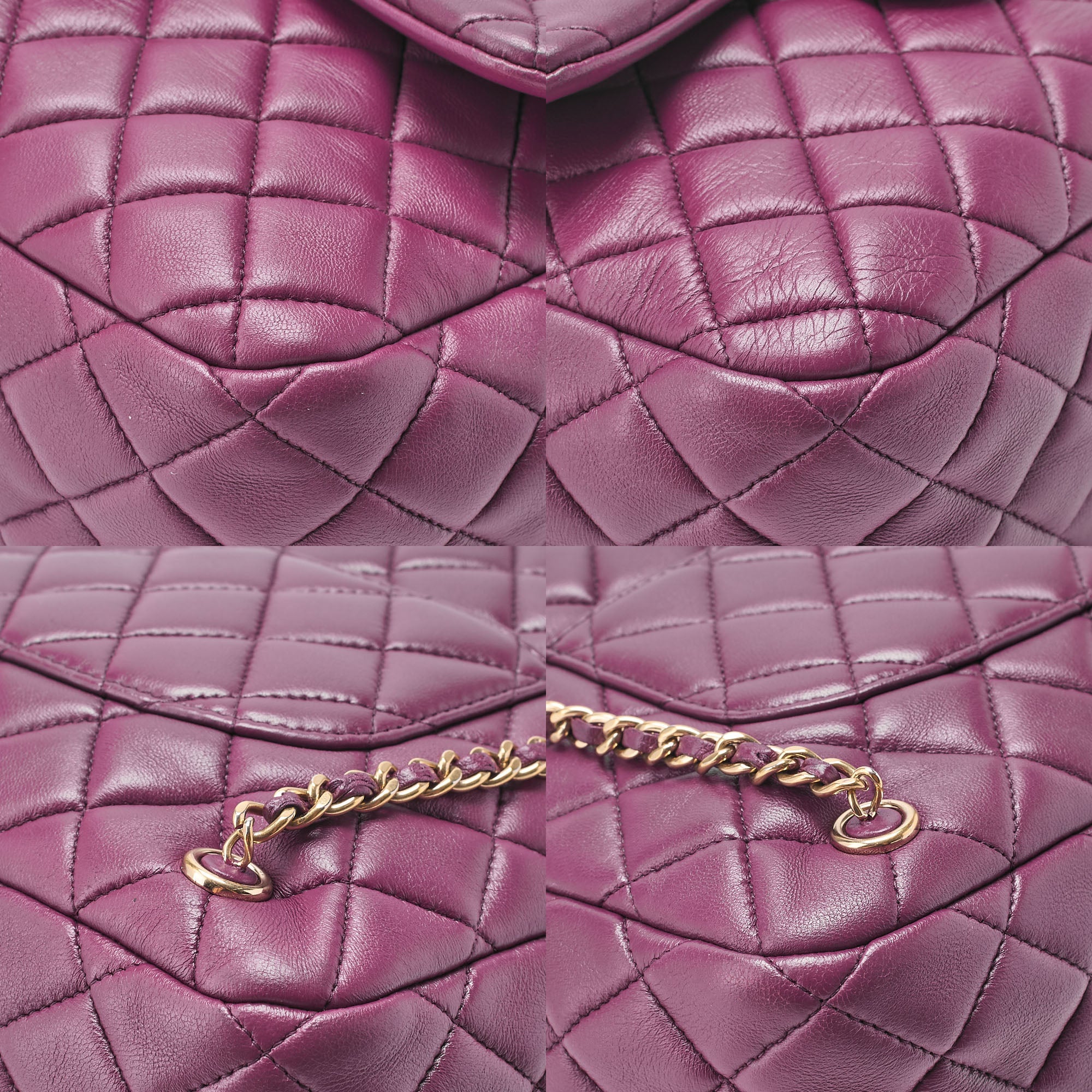 CHANEL Lambskin Matelasse Turnlock Drawstring Backpack Purple Gold-Tone Hardware, Pre-Owned