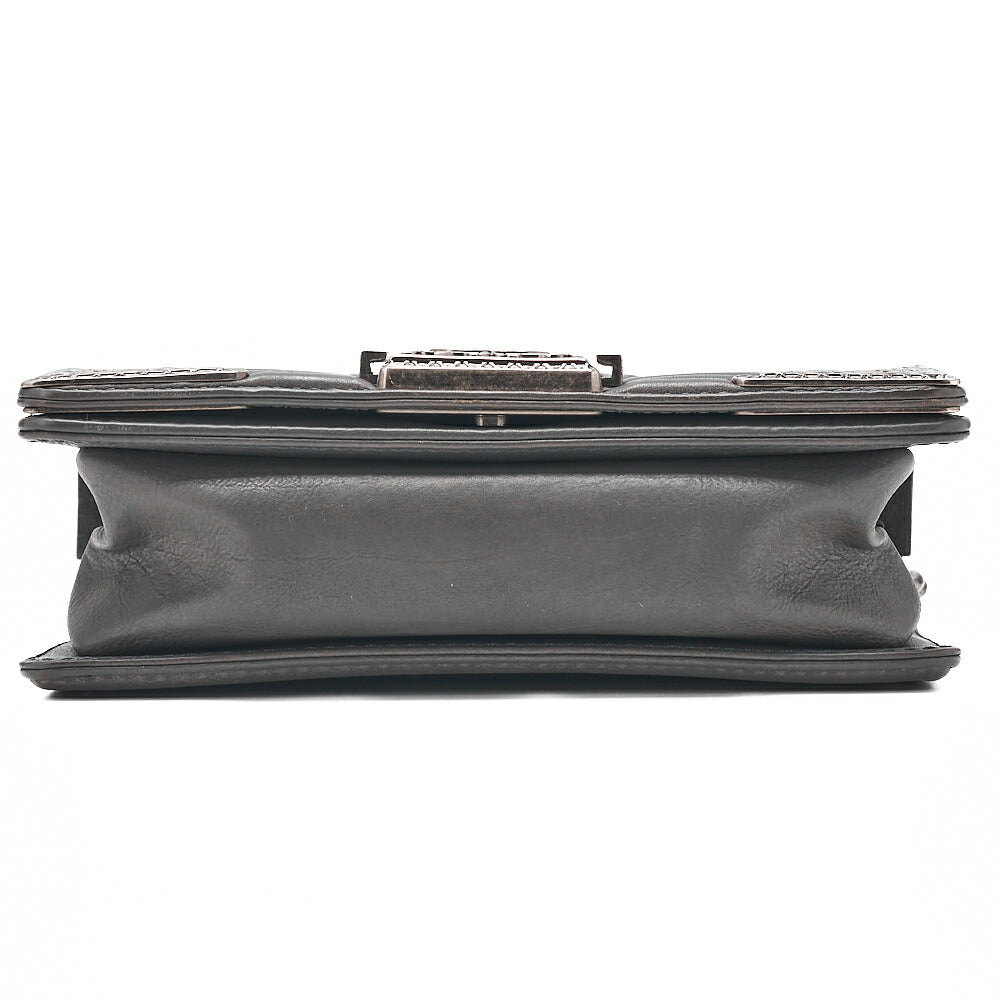 CHANEL Calfskin Matelasse Boy Chanel 20 Chain Shoulder Gray Silver-Tone Hardware, Pre-Owned