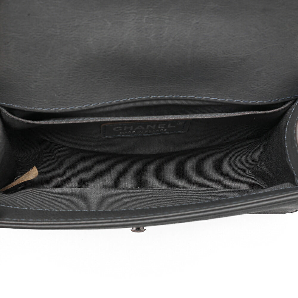CHANEL Calfskin Matelasse Boy Chanel 20 Chain Shoulder Gray Silver-Tone Hardware, Pre-Owned