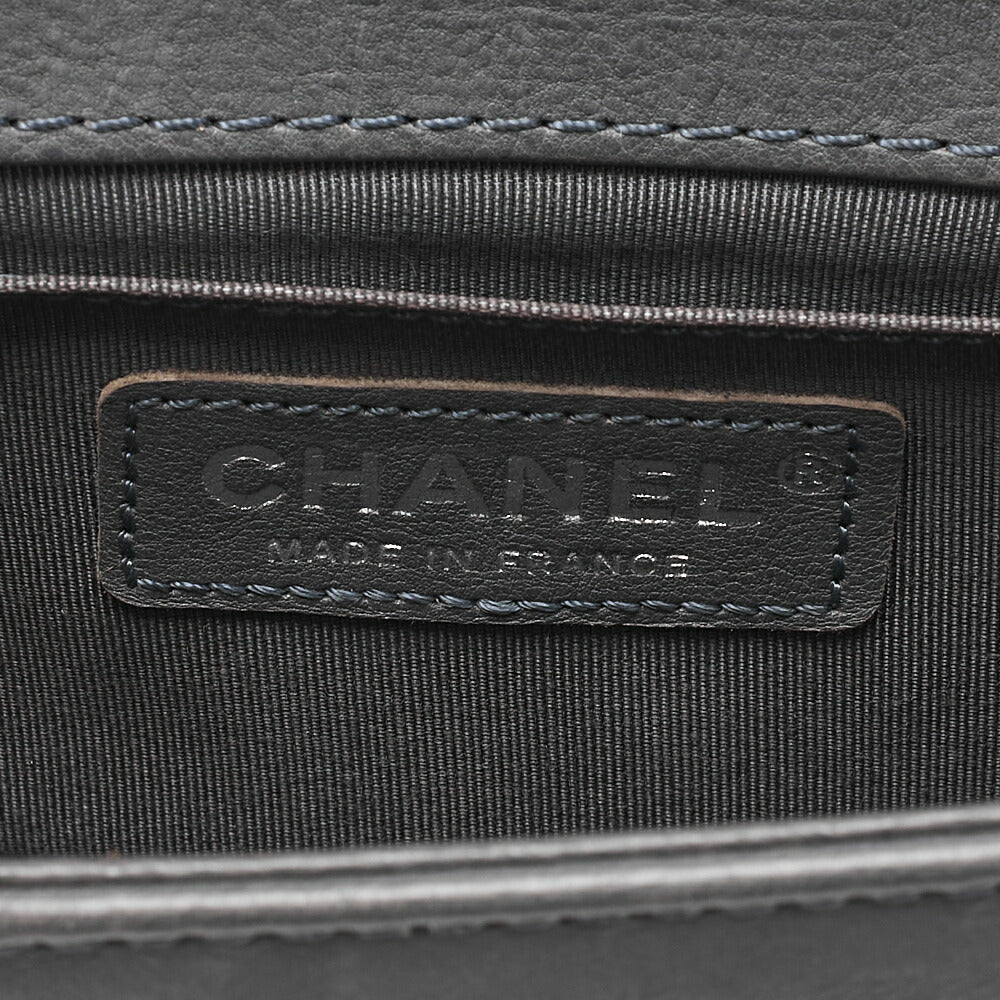CHANEL Calfskin Matelasse Boy Chanel 20 Chain Shoulder Gray Silver-Tone Hardware, Pre-Owned