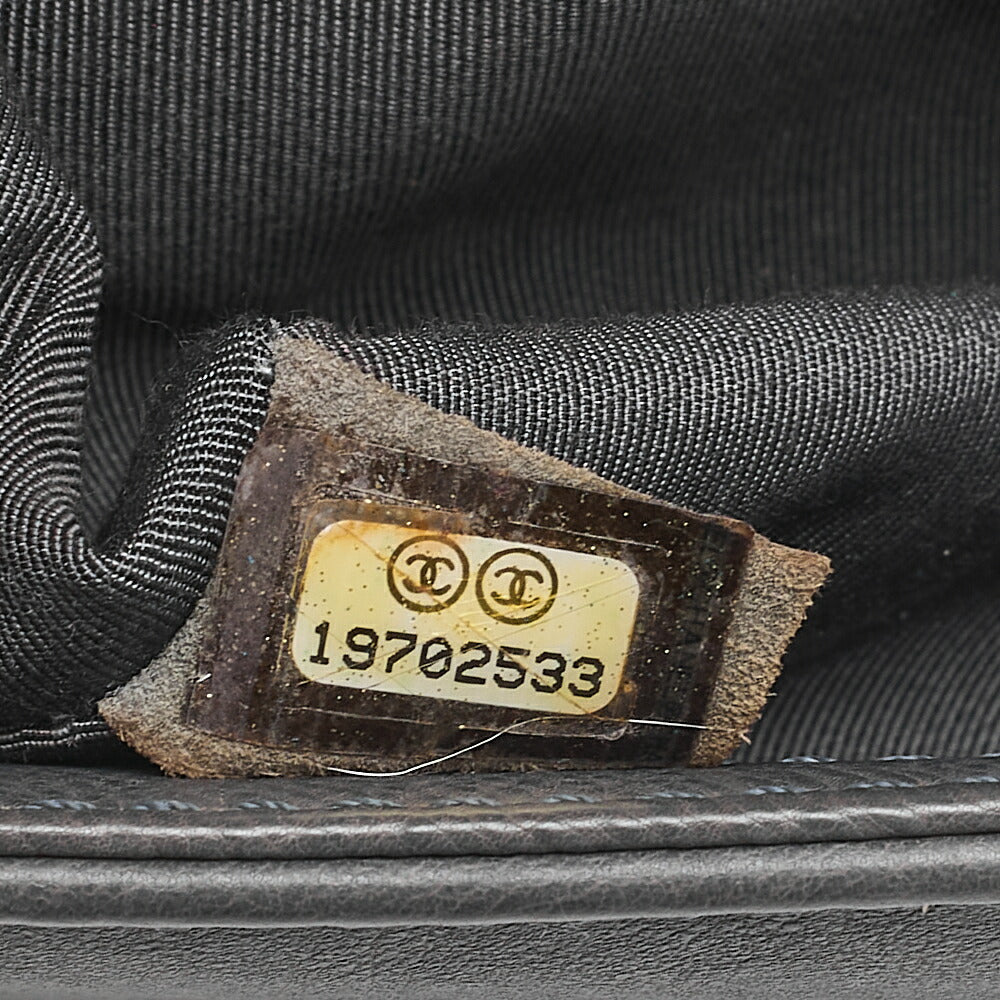 CHANEL Calfskin Matelasse Boy Chanel 20 Chain Shoulder Gray Silver-Tone Hardware, Pre-Owned
