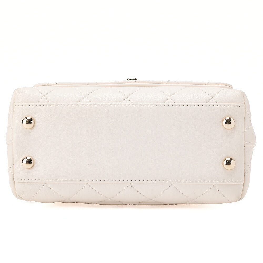 CHANEL Shoulder Bag Matelasse Coco Handle Le XXS Calfskin 2WAY Handbag White x Rainbow Color Gold -Tone Hardware, Pre-Owned
