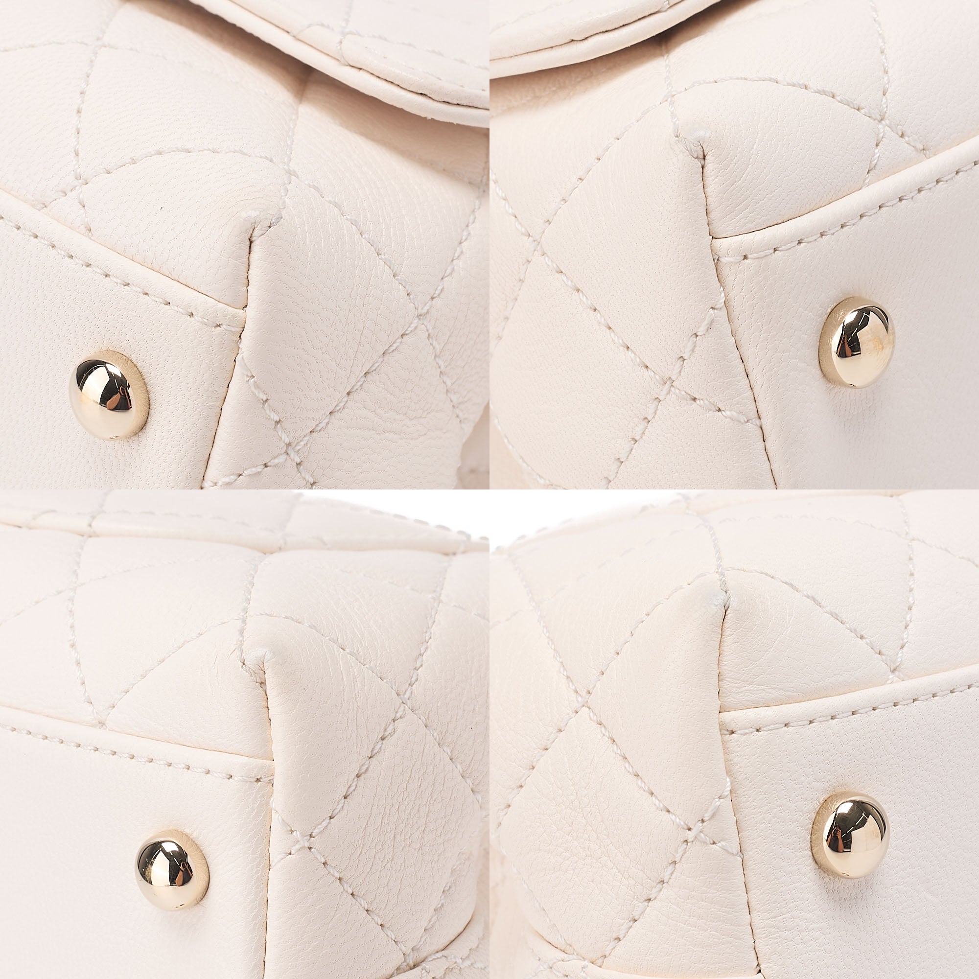 CHANEL Shoulder Bag Matelasse Coco Handle Le XXS Calfskin 2WAY Handbag White x Rainbow Color Gold -Tone Hardware, Pre-Owned