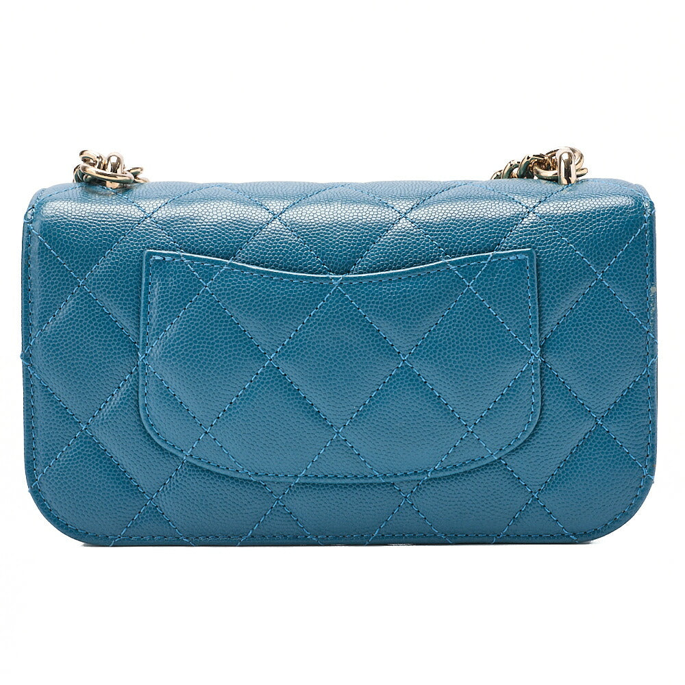 CHANEL Caviar Skin Matelasse Turnlock 2-way Chain Shoulder Deal Green Gold-Tone Hardware, Pre-Owned