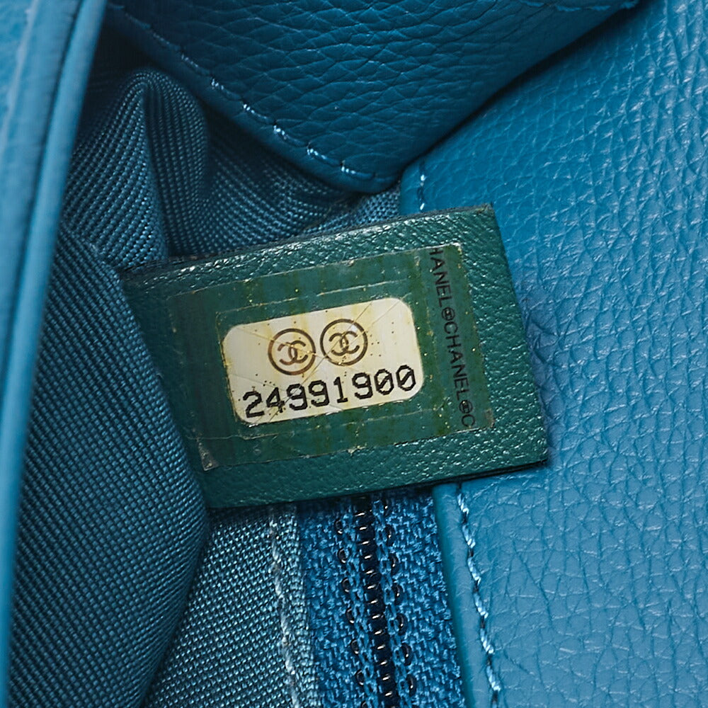 CHANEL Caviar Skin Matelasse Turnlock 2-way Chain Shoulder Deal Green Gold-Tone Hardware, Pre-Owned