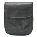 CHANEL Lambskin Cocomark Chain Backpack Black Silver-Tone Hardware, Pre-Owned