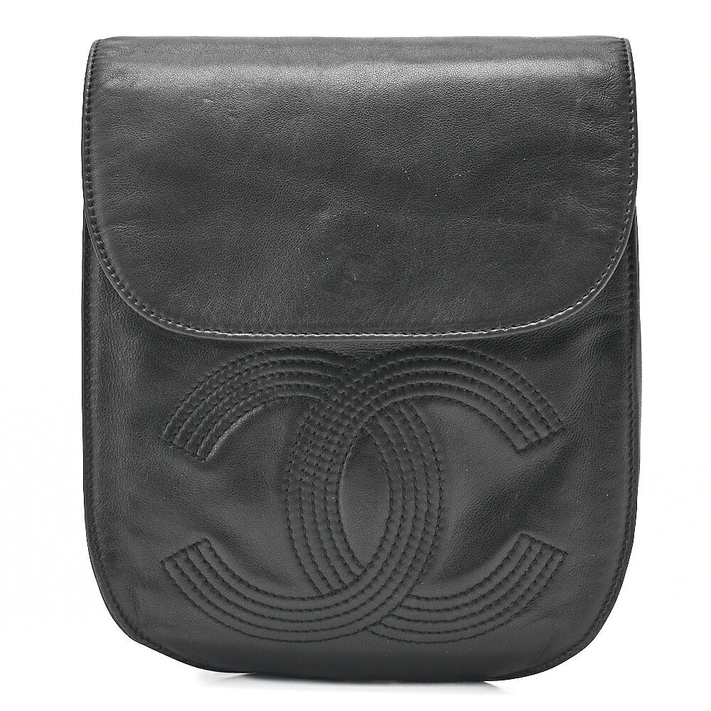 CHANEL Lambskin Cocomark Chain Backpack Black Silver-Tone Hardware, Pre-Owned
