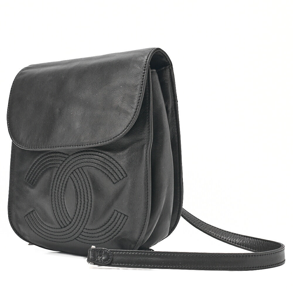 CHANEL Lambskin Cocomark Chain Backpack Black Silver-Tone Hardware, Pre-Owned