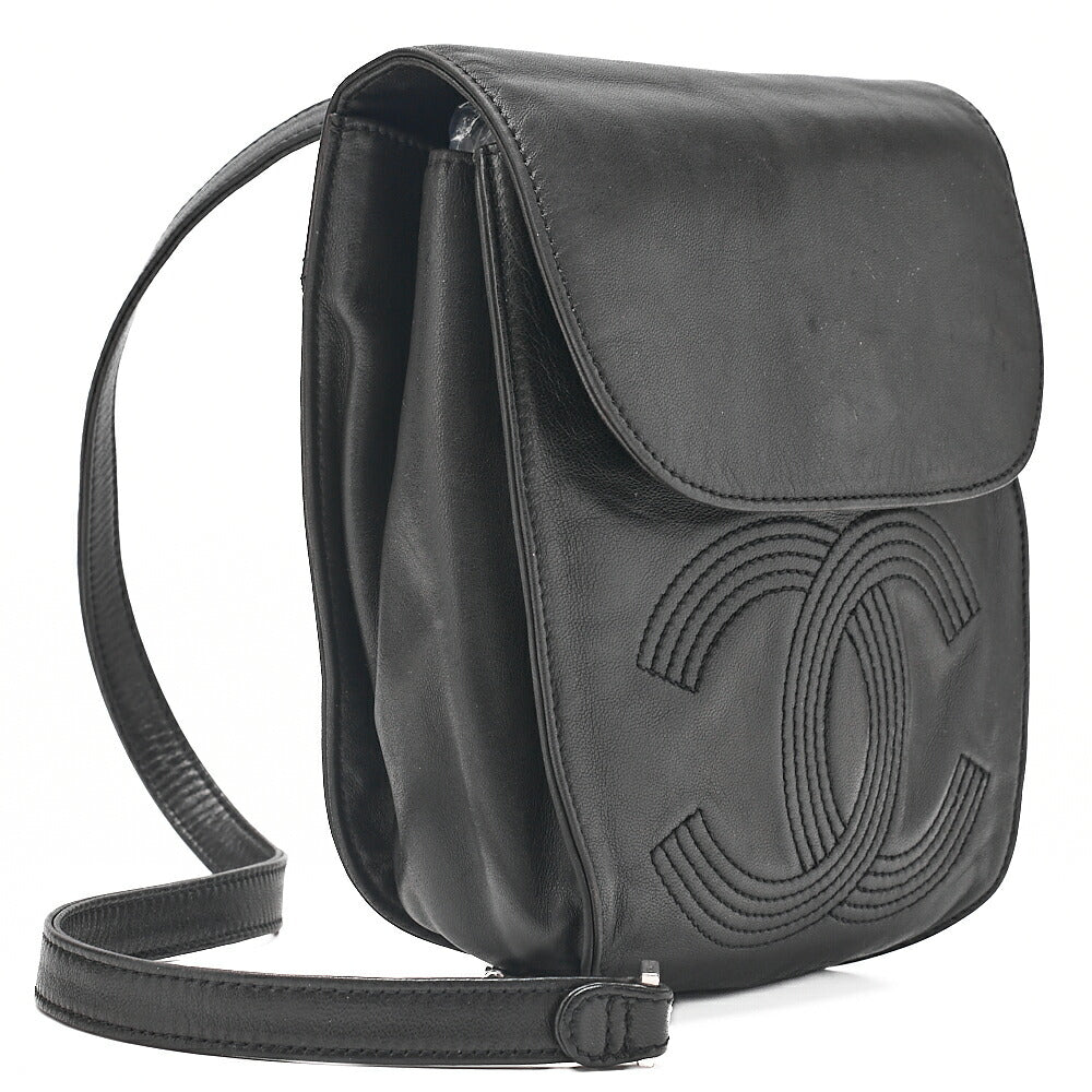 CHANEL Lambskin Cocomark Chain Backpack Black Silver-Tone Hardware, Pre-Owned