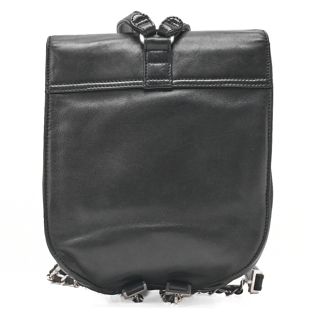 CHANEL Lambskin Cocomark Chain Backpack Black Silver-Tone Hardware, Pre-Owned