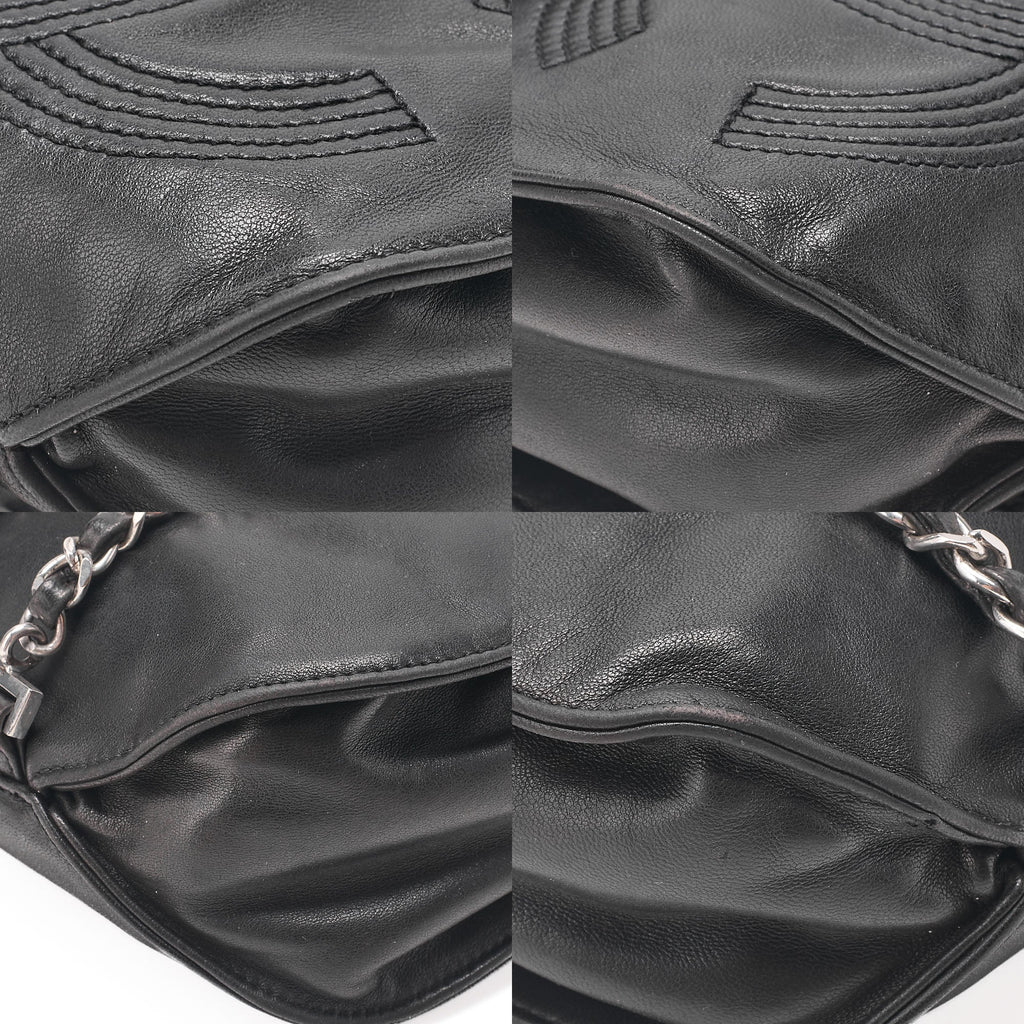 CHANEL Lambskin Cocomark Chain Backpack Black Silver-Tone Hardware, Pre-Owned