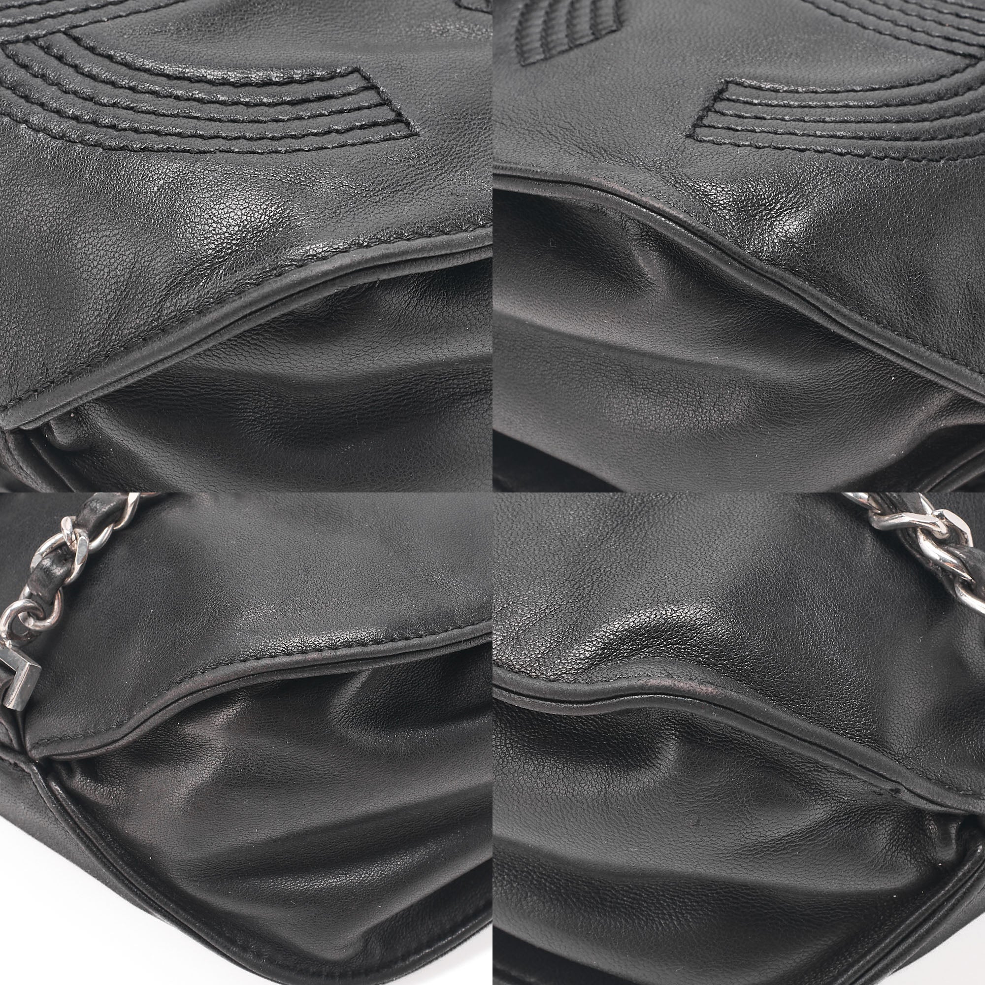 CHANEL Lambskin Cocomark Chain Backpack Black Silver-Tone Hardware, Pre-Owned