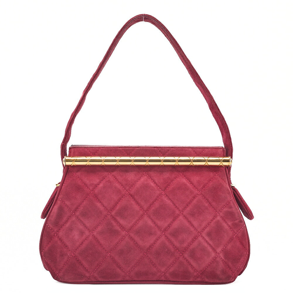 CHANEL Suede Matelasse Coco Mark Shoulder Hand Red Gold-Tone Hardware, Pre-Owned
