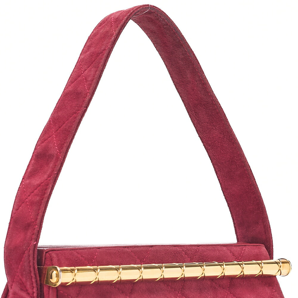 CHANEL Suede Matelasse Coco Mark Shoulder Hand Red Gold-Tone Hardware, Pre-Owned
