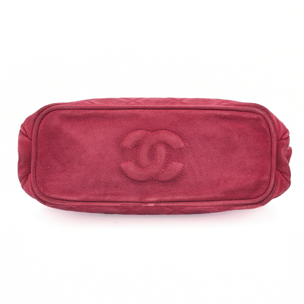 CHANEL Suede Matelasse Coco Mark Shoulder Hand Red Gold-Tone Hardware, Pre-Owned