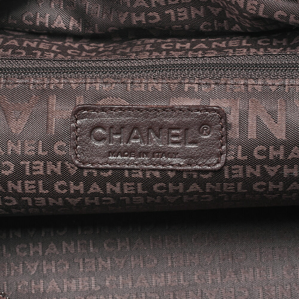 CHANEL Suede Camellia Line Cocomark Chain Tote Bag Brown Silver-Tone Hardware, Pre-Owned