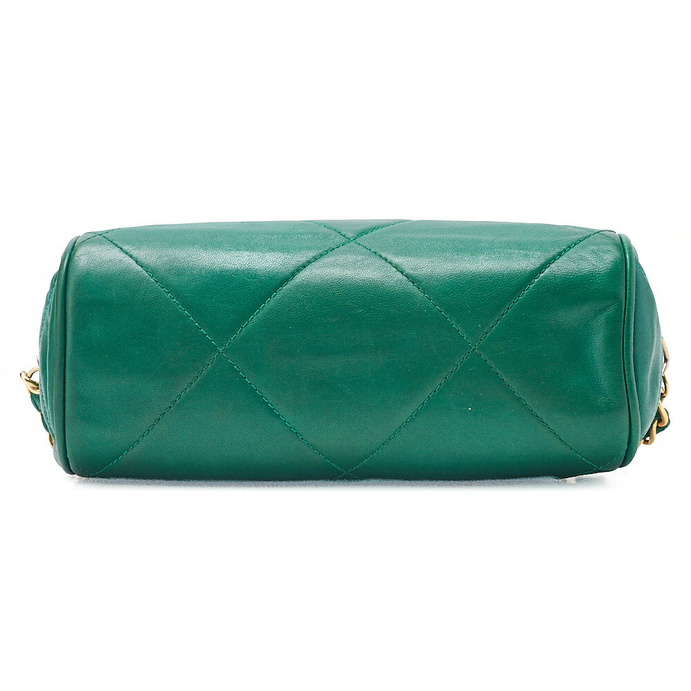 CHANEL Lambskin Matelasse Coco Mark with Fringe Chain Shoulder Green Gold-Tone Hardware, Pre-Owned