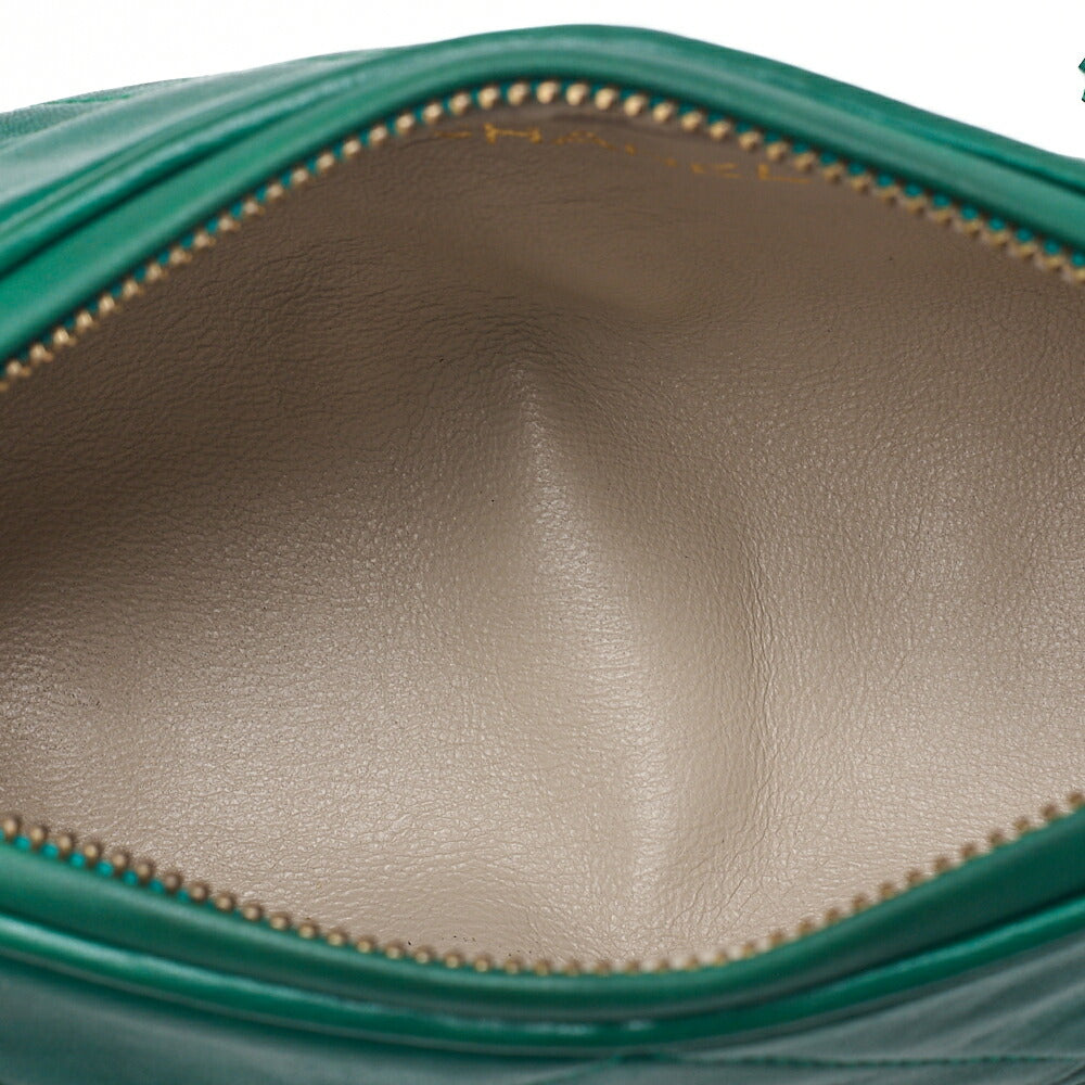 CHANEL Lambskin Matelasse Coco Mark with Fringe Chain Shoulder Green Gold-Tone Hardware, Pre-Owned