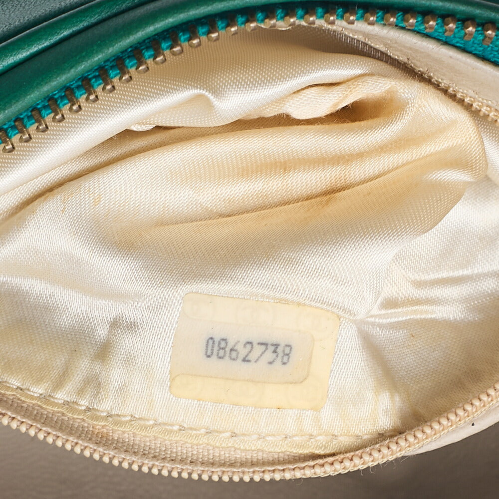 CHANEL Lambskin Matelasse Coco Mark with Fringe Chain Shoulder Green Gold-Tone Hardware, Pre-Owned