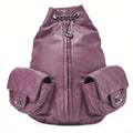 CHANEL Lambskin Matelasse W Turnlock Chain Backpack Purple Silver-Tone Hardware, Pre-Owned