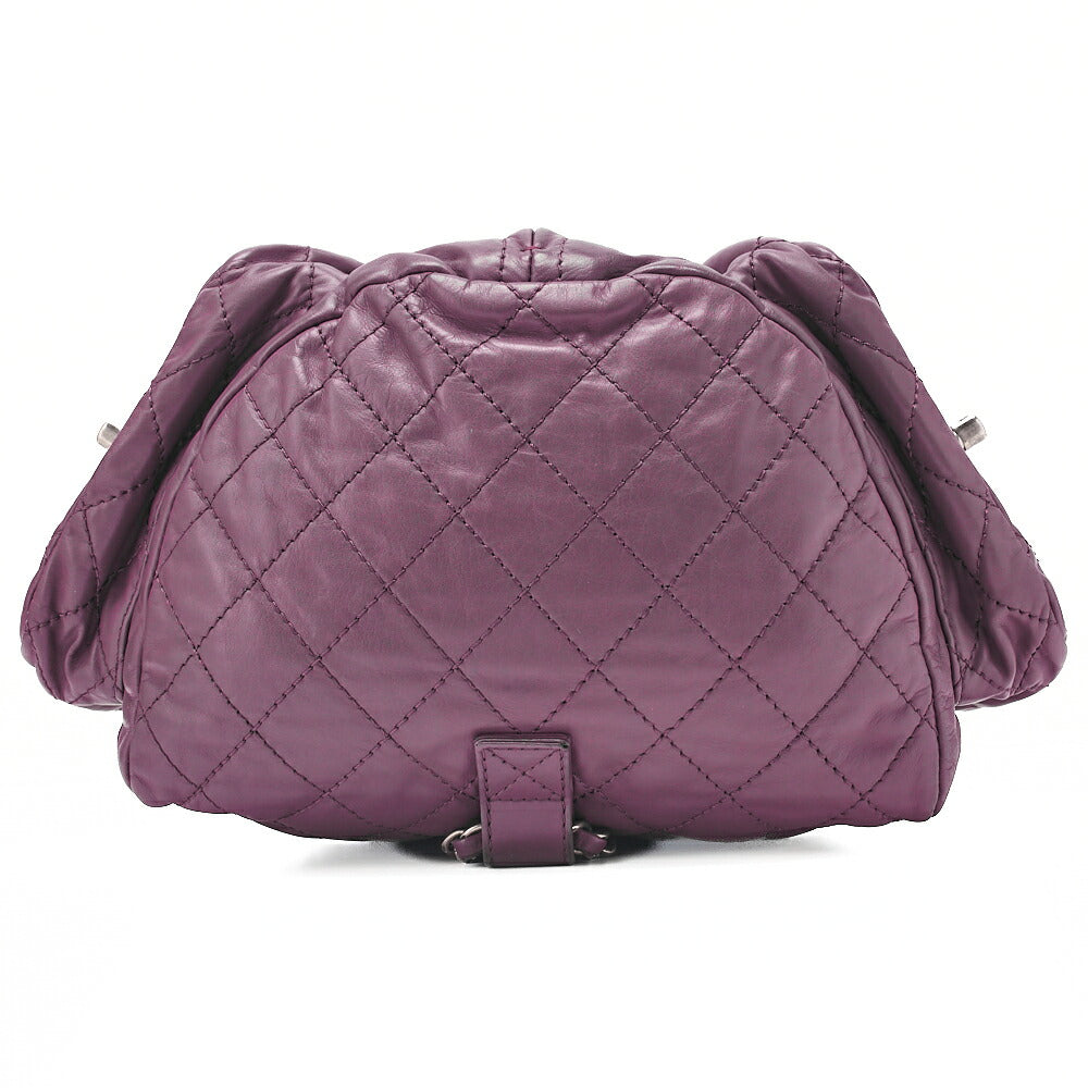 CHANEL Lambskin Matelasse W Turnlock Chain Backpack Purple Silver-Tone Hardware, Pre-Owned