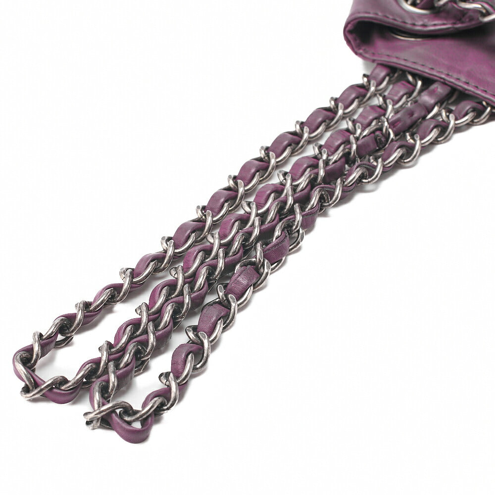 CHANEL Lambskin Matelasse W Turnlock Chain Backpack Purple Silver-Tone Hardware, Pre-Owned