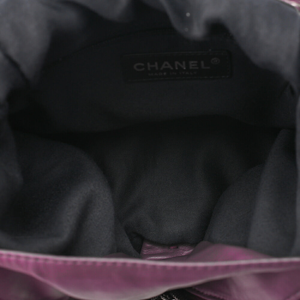 CHANEL Lambskin Matelasse W Turnlock Chain Backpack Purple Silver-Tone Hardware, Pre-Owned