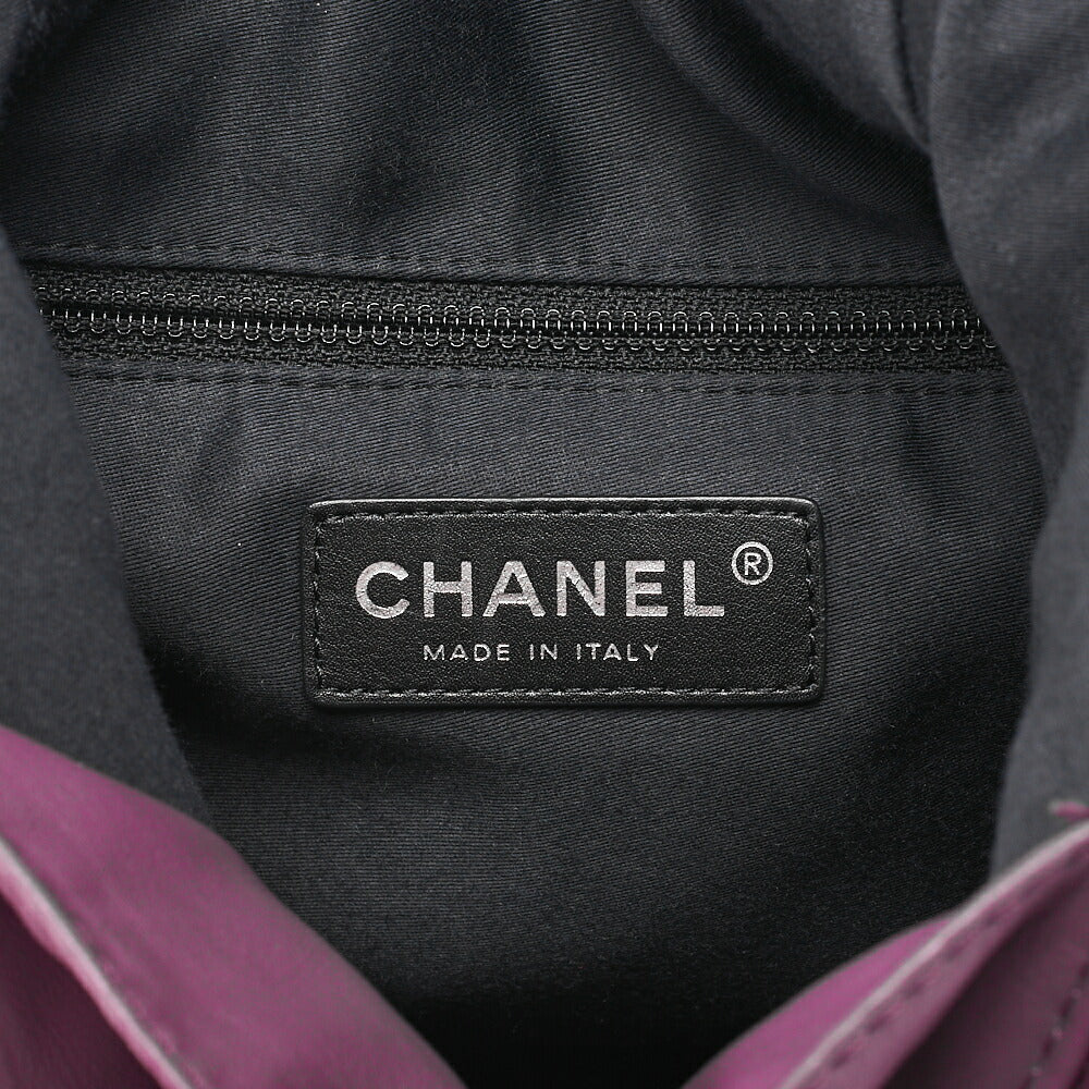 CHANEL Lambskin Matelasse W Turnlock Chain Backpack Purple Silver-Tone Hardware, Pre-Owned