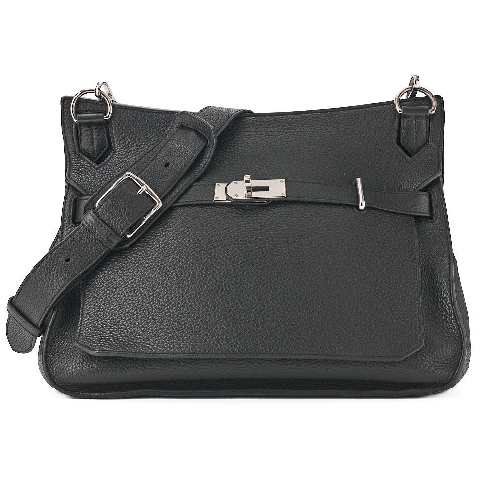 HERMES Gypsy 34 Tryon Clemence Shoulder Bag Black Silver-Tone Hardware, Pre-Owned