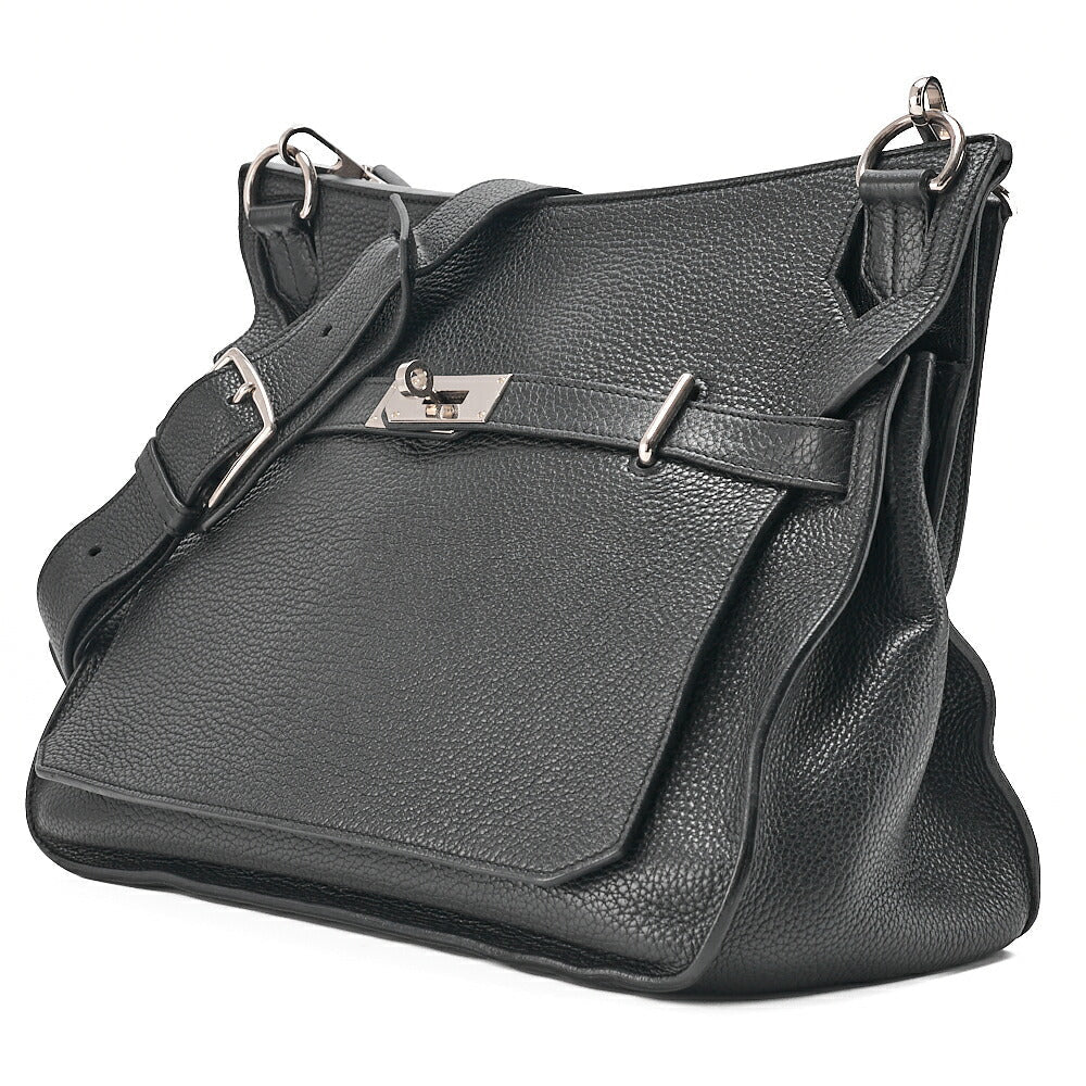 HERMES Gypsy 34 Tryon Clemence Shoulder Bag Black Silver-Tone Hardware, Pre-Owned