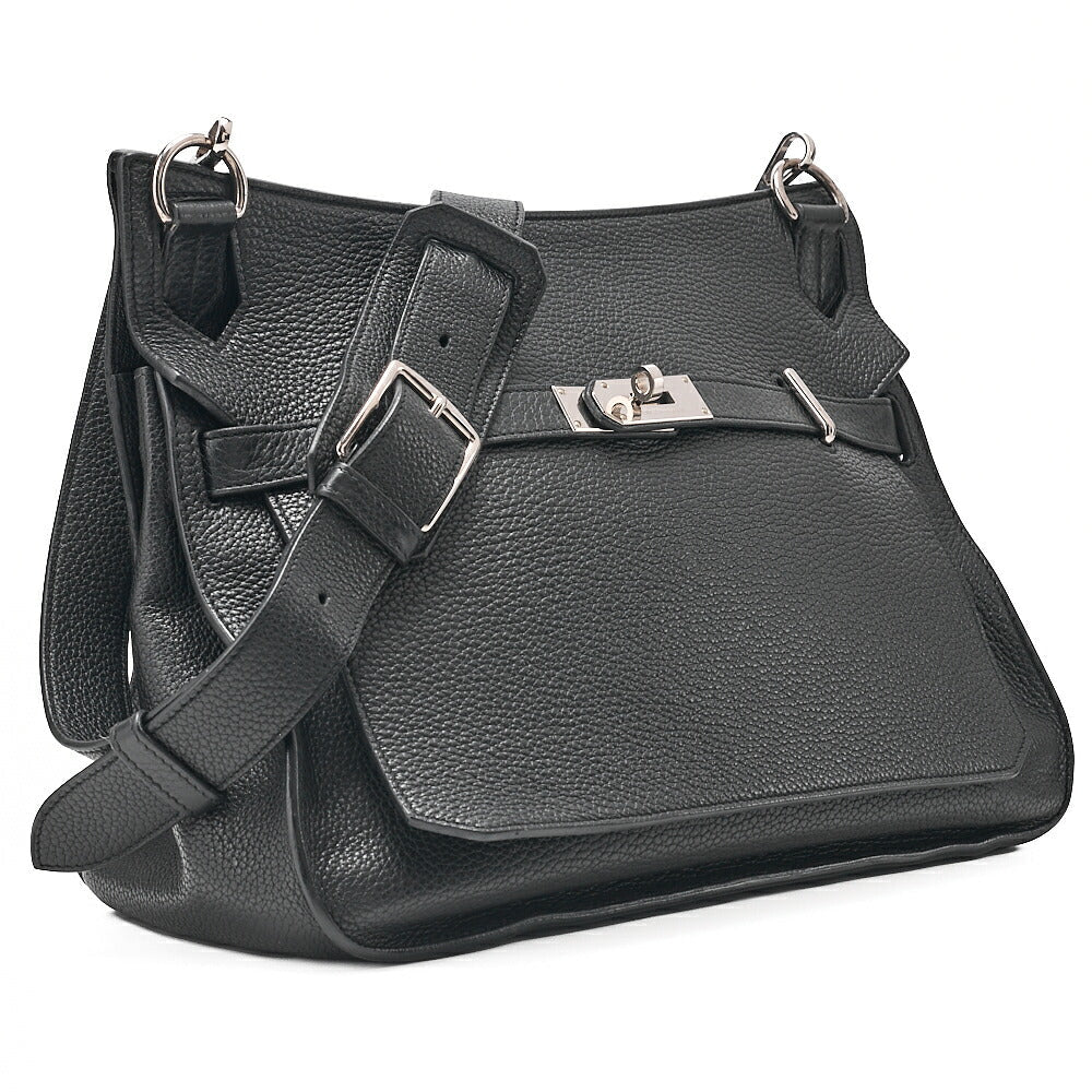 HERMES Gypsy 34 Tryon Clemence Shoulder Bag Black Silver-Tone Hardware, Pre-Owned