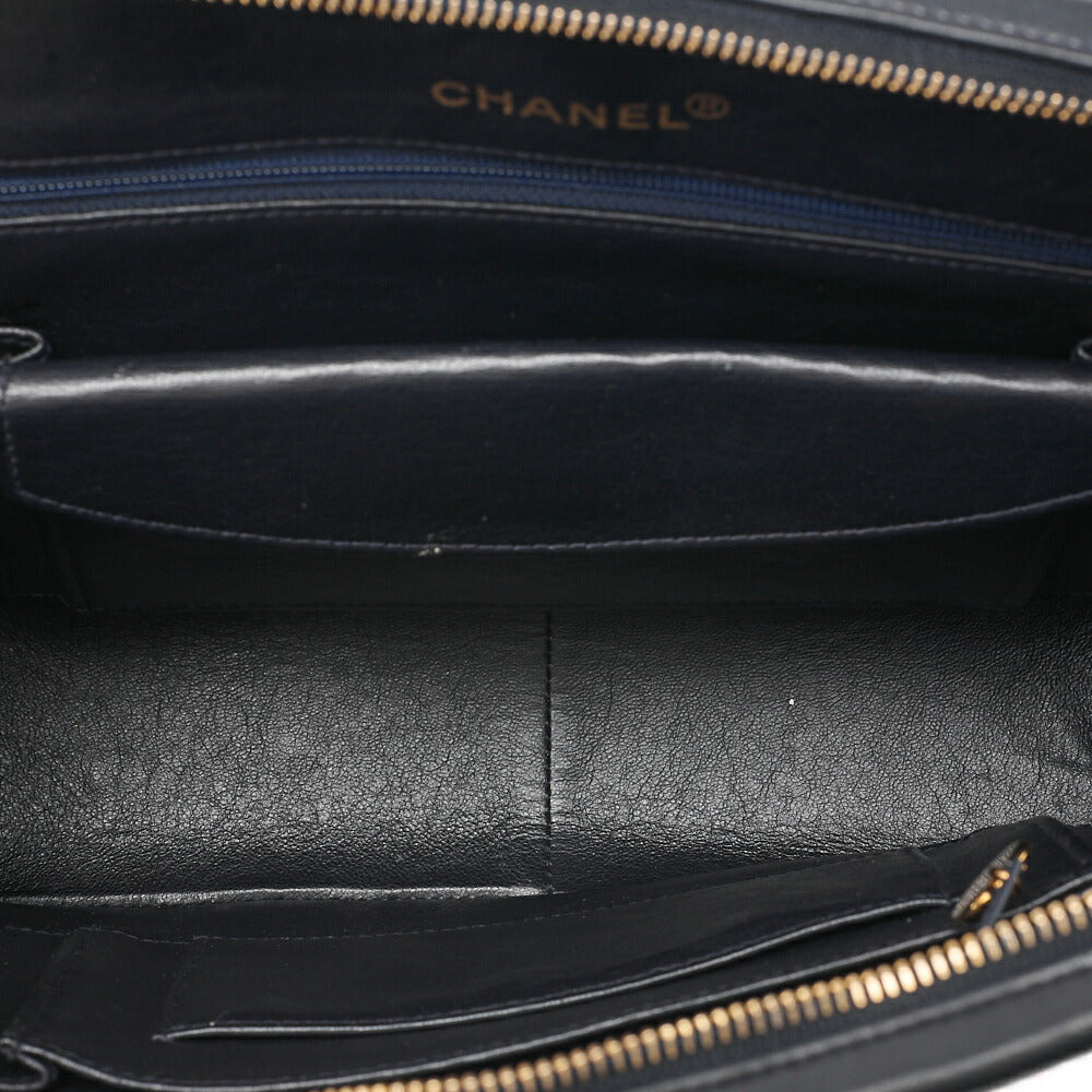 CHANEL Jersey x Lambskin V-Stitch Circle Charm Shoulder Bag Red x Navy Gold-Tone Hardware, Pre-Owned