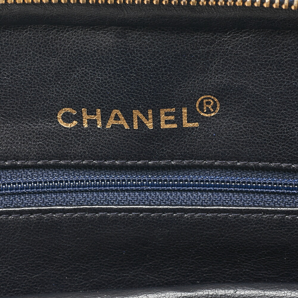 CHANEL Jersey x Lambskin V-Stitch Circle Charm Shoulder Bag Red x Navy Gold-Tone Hardware, Pre-Owned