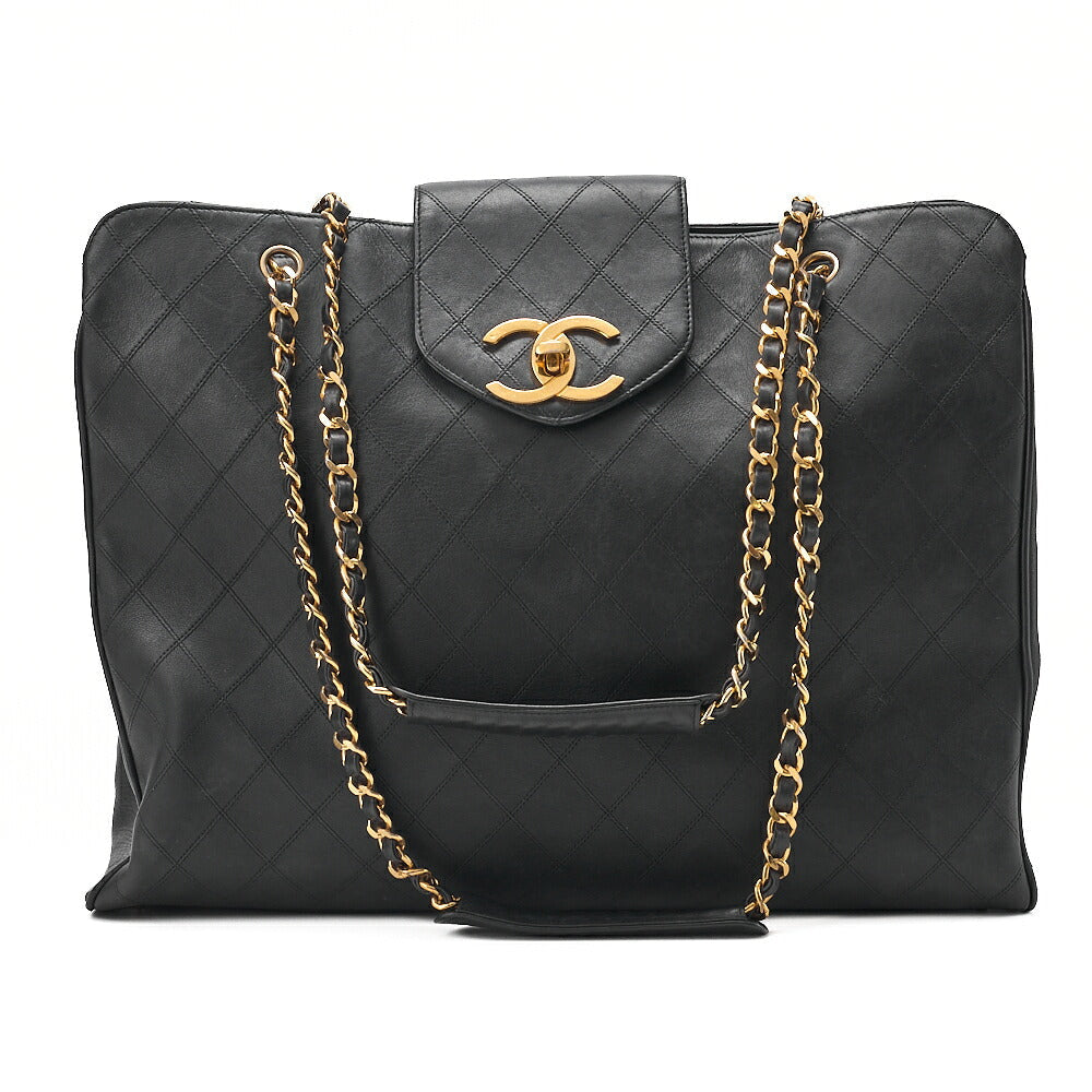 CHANEL Shoulder Bag Supermodel Matelasse Bicolore Double Chain Shoulder Lambskin Black Gold-Tone Hardware, Pre-Owned