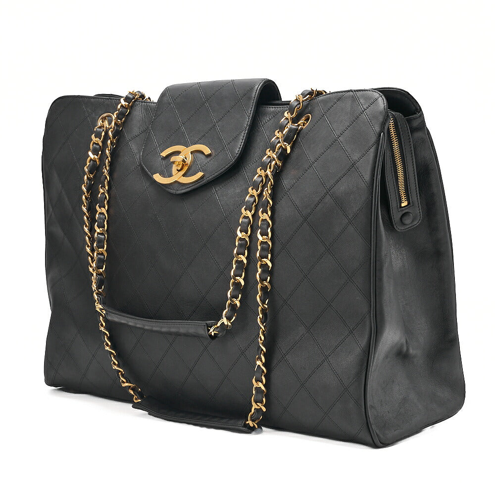 CHANEL Shoulder Bag Supermodel Matelasse Bicolore Double Chain Shoulder Lambskin Black Gold-Tone Hardware, Pre-Owned